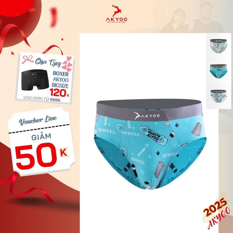 Quần sịp tam giác big size nam AKYOO 80 - 140kg, cotton lụa cao cấp, co giãn 4 chiều, thấm hút mồ hôi, kháng khuẩn Menswear Quần Lót Boxer Quần Boxer