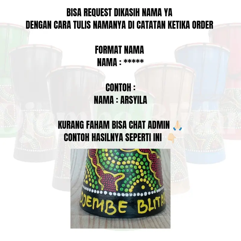 Kendang Jimbe Anak Termurah 30 Cm Alat Musik Tradisional Djimbe Gendang Terbang Mainan Anak Tradisional Edukasi Mini Mainan Kayu Souvenir 8