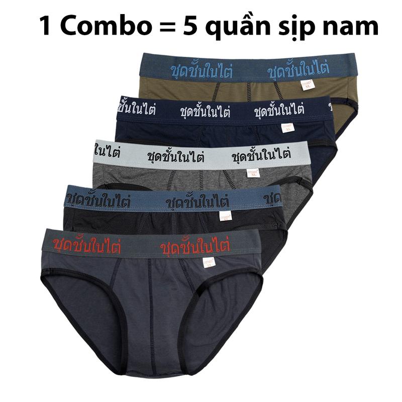 Combo 5 quần sịp nam tam giác lưng Thái vải cotton, đồ lót cao cấp co giãn thoáng khí và thấm hút tốt mềm mịn, Menswear Boxer