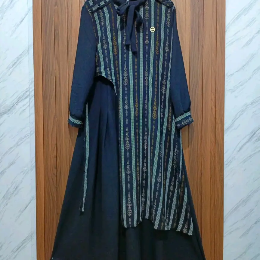 Ades Dress Gamis Wanita Terbaru Navy Hitam Sage Cringkle Airflow premium mix ceruty printing Crinkle Muslim