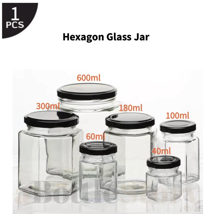 Air Tight Hexagon Glass Jar Mini Bottle Storage Container For Paste ...