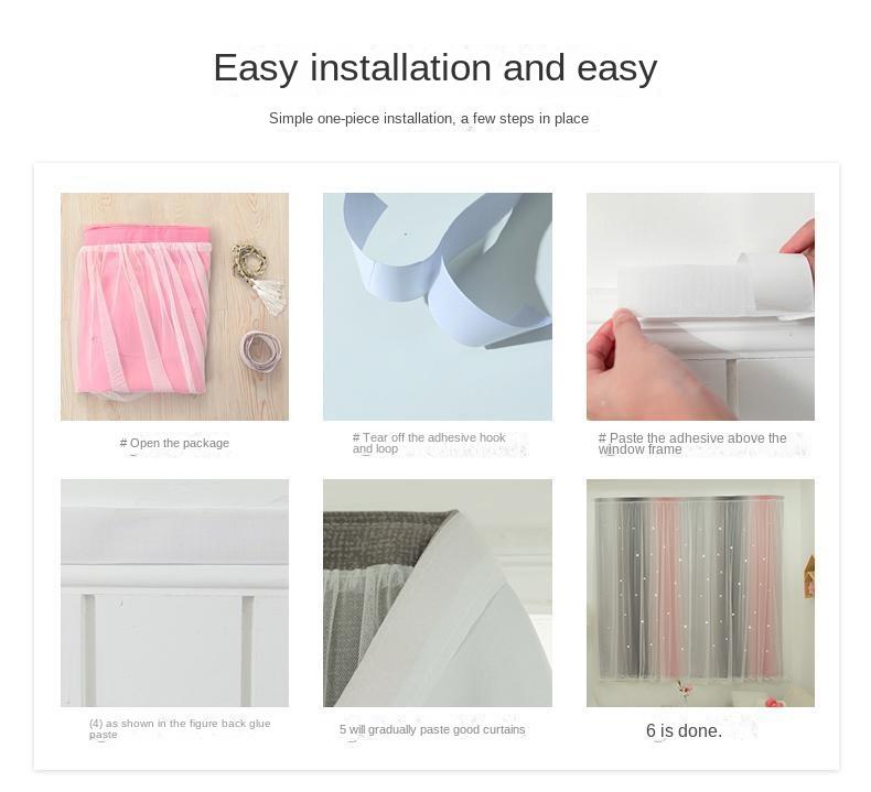 Product Introduction of Self adhesive Velcro curtain, Internet celebrity inspired, suitable for bay window, bedroom, rental, sunshade installation, short curtain fabrics 7