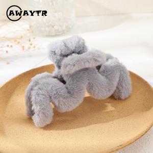 Korean Style Beautiful   14cm Solid Color Plush Line Grab  for Women's Daily Casual  Accessories wednesday hair clip zig zag headband men