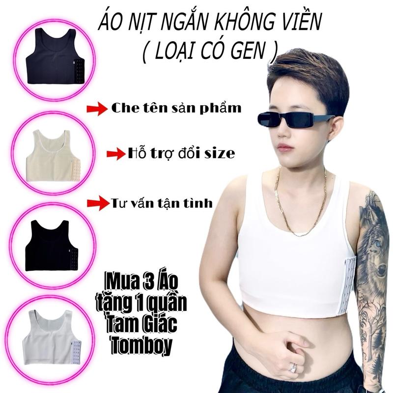 Áo Nịt Ba Lỗ Ngắn loại Không Viền Gài Hông chất Cotton hỗ trợ tập gym, thể thao cho Tomboy Nữ Top Sport