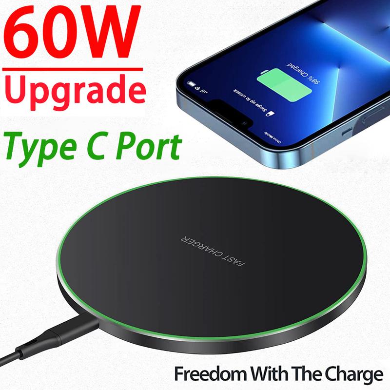 60W Wireless Charger Pad Stand For iPhone 14 13 12 11 Pro Max X Samsung Xiaomi Induction  Fast Wireless Charging Dock Station 1
