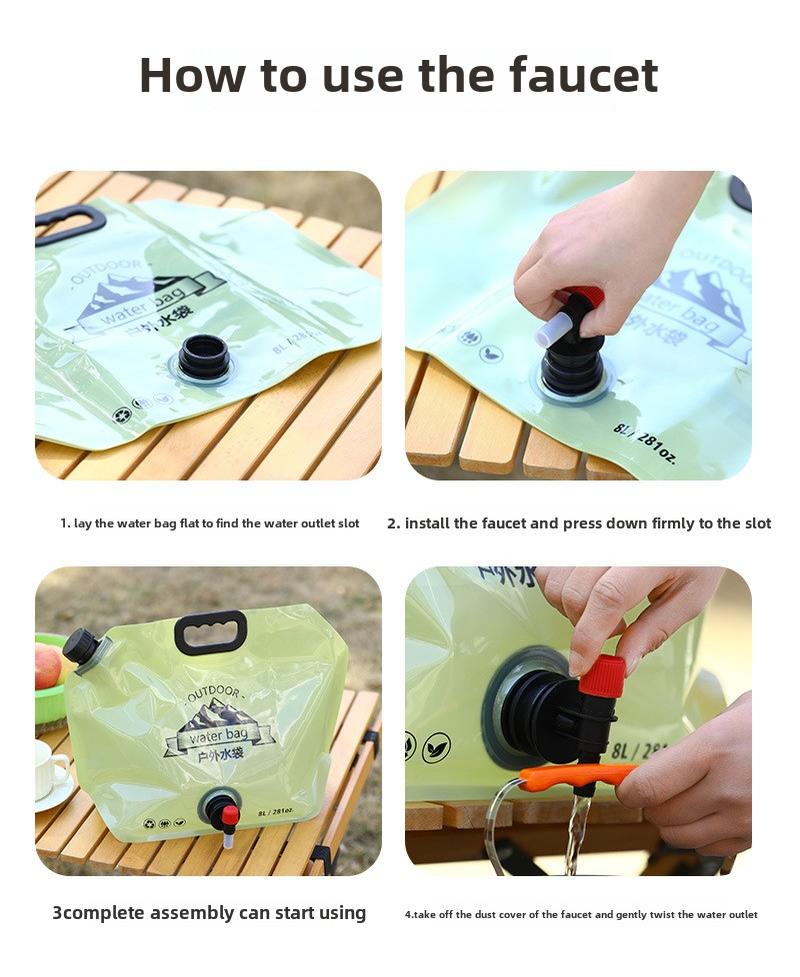 Product Introduction of Túi Lưu Trữ Nước Cầm Tay Có Thể Gập Lại, Dung Tích Lớn, Thích Hợp Cho Các Môn Thể Thao Ngoài Trời Và Cắm Trại, Leo Núi, Xô Nhựa Vòi, Túi Vòi Phun, Sức Chứa Lớn 5