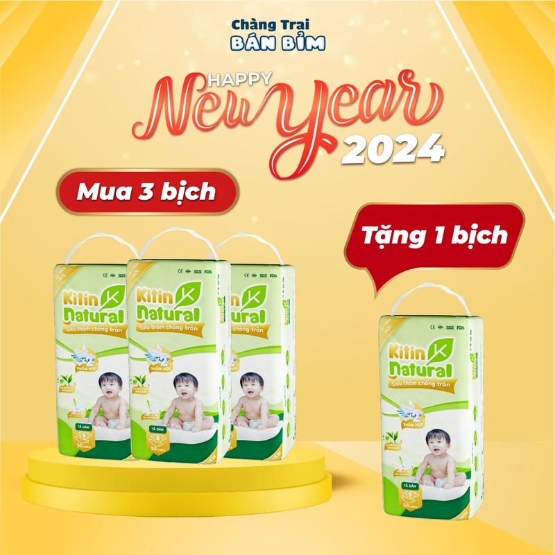 [DUY NHẤT HÔM NAY] Combo 4 Bịch Bỉm KITIN NATURAL *KT-4* Cho Bé