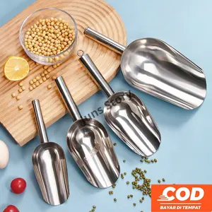 Sendok Sekop Es Batu Stainless Skop Serokan Beras Tepung Jagung Ice Scoop Besi Kitchenware