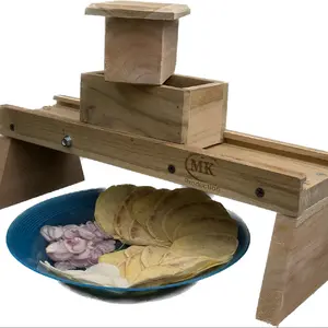 merk pro MK PENGIRIS SERBAGUNA KAYU JATI bonus 5 mata pisau Bisa diganti pisau dan diatur tebal tipisnya Alat Kentang Keripik