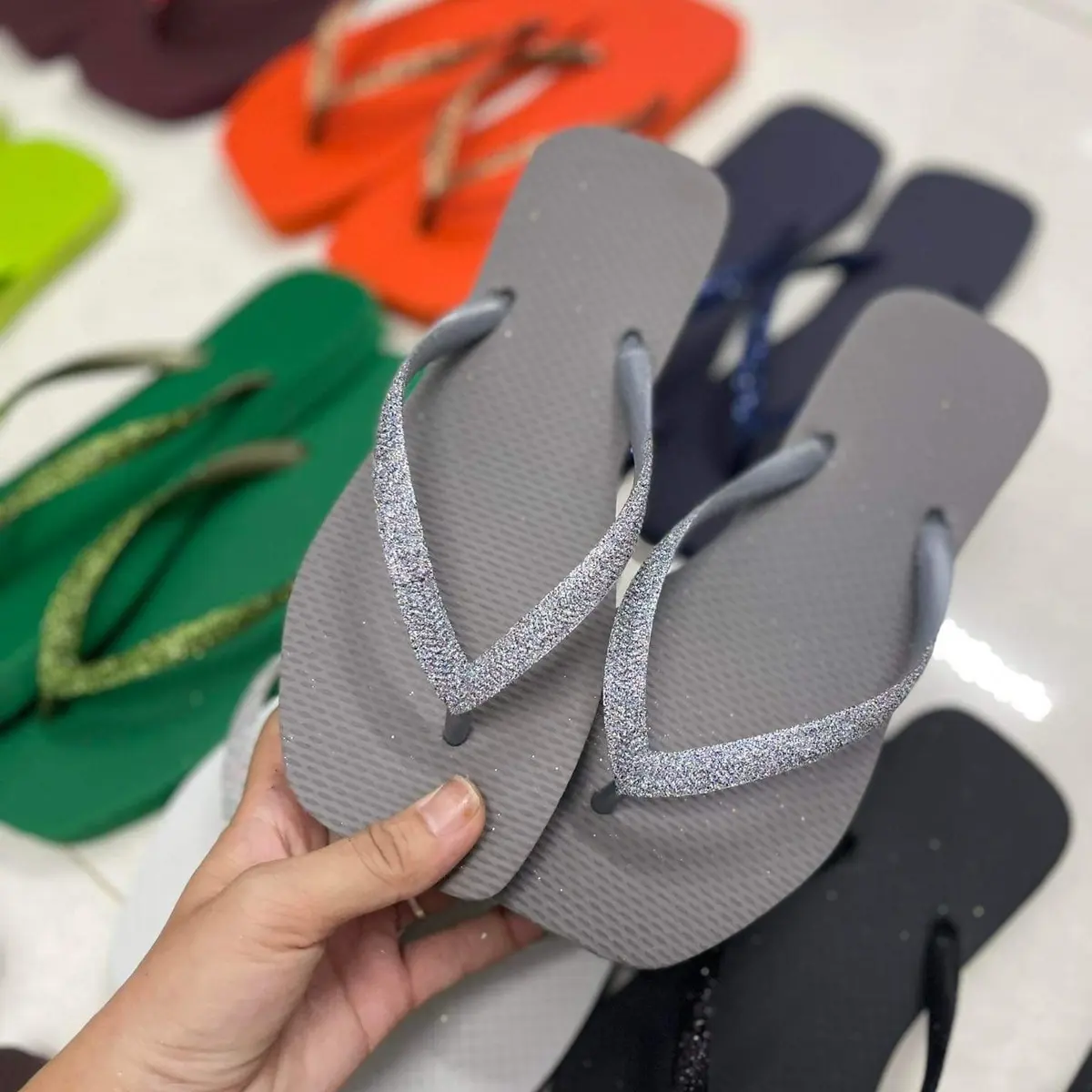 Dép nhũ mũi vuông thời trang tăng 1 size nếu chân ú