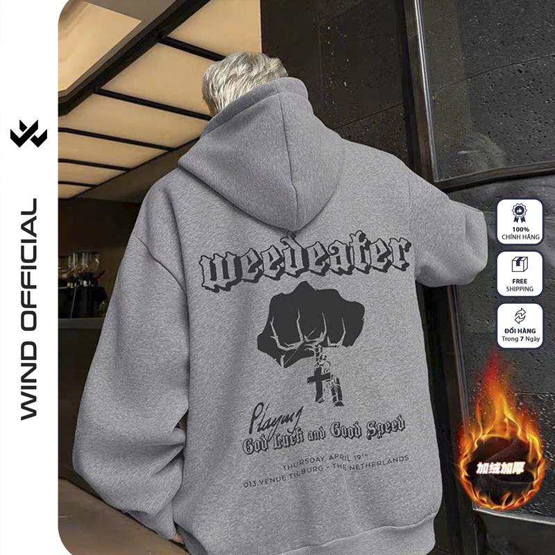 Product Introduction of Áo hoodie unisex form rộng WIND WEEDEATER hoodie nút bấm thời trang nam nữ nỉ bông oversize Menswear Dài Tay Tay Dài 5