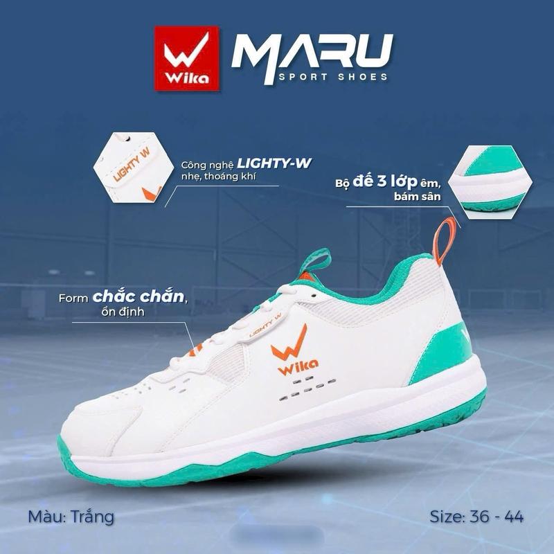Giày thể thao đa năng nam nữ Wika Maru cao cấp chính hãng giá rẻ size 36-44 nhỏ to lớn tốt bền đẹp bám sân tập luyện thi đấu cầu lông pickleball bóng bàn chuyền rổ tập gym chạy bộ trắng xanh navy giày cầu Sport