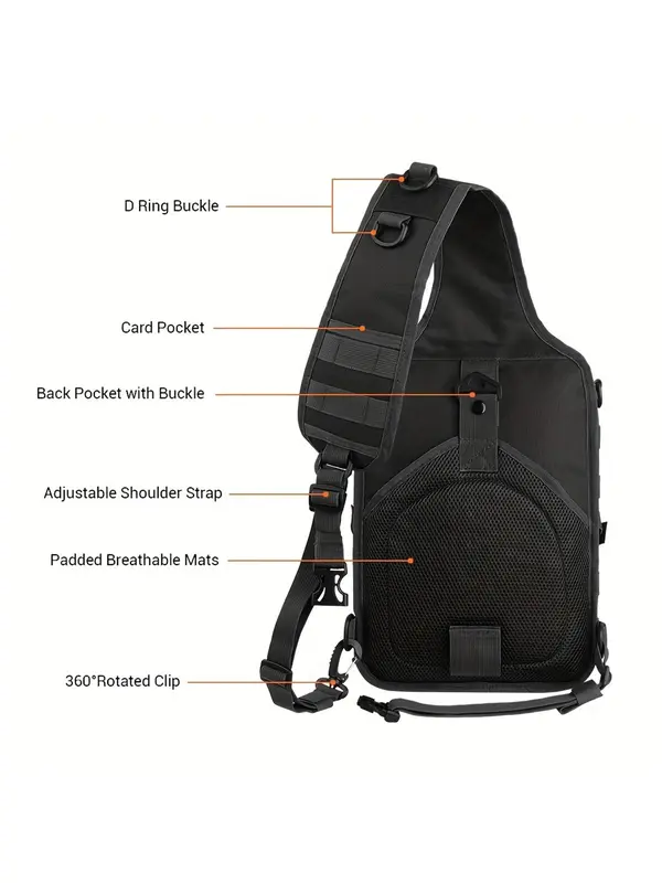 Men's Outdoor Casual Oxford Cloth Chest Bag, Adjustable Strap Bum Bag, Versatile Trendy Bag for Hiking Camping 4
