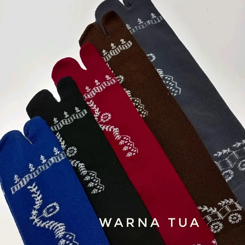 Lusinan kaus kaki muslimah motif Kiri Kanan panjang L sebetis / kaos kaki jempol / kaos kaki wanita muslimah dewasa / nylon spandek 100% / kaos kaki tawaf umroh Coklat dan banyak warna 4
