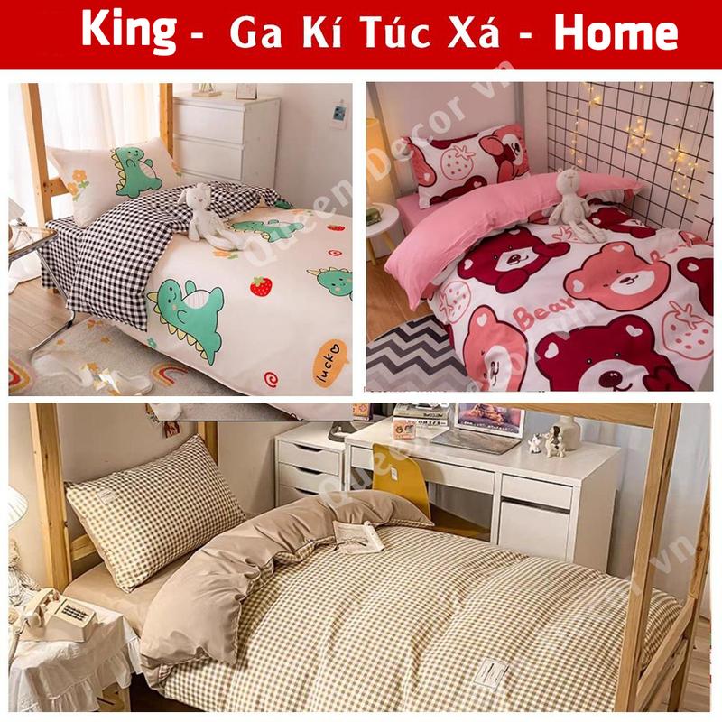 Bộ ga giường nệm Kí Túc Xá 80x190cm, Drap ga gối trải giường đơn ktx, dùng Bốn Mùa (Miễn Phí Bo Chun) - Decor