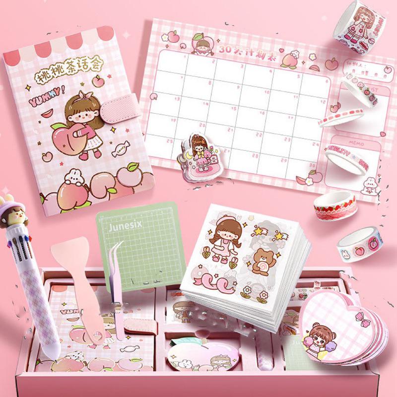 cute diary set djournal book buku jurnal anak dengan diy sticker hadiah tahun baru 1