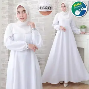 Nabila Dress Gamis Remaja Putih Kekinian-Gamis Crinkle Airflow Jumbo Wanita Menyusui  Dress Simpel Baju Muslim Long Dress Gamis Dewasa Syari Simple  Polos Putih Hitam Gamis Umroh Haji Manasik Lebaran 2024 Maxi Mewah