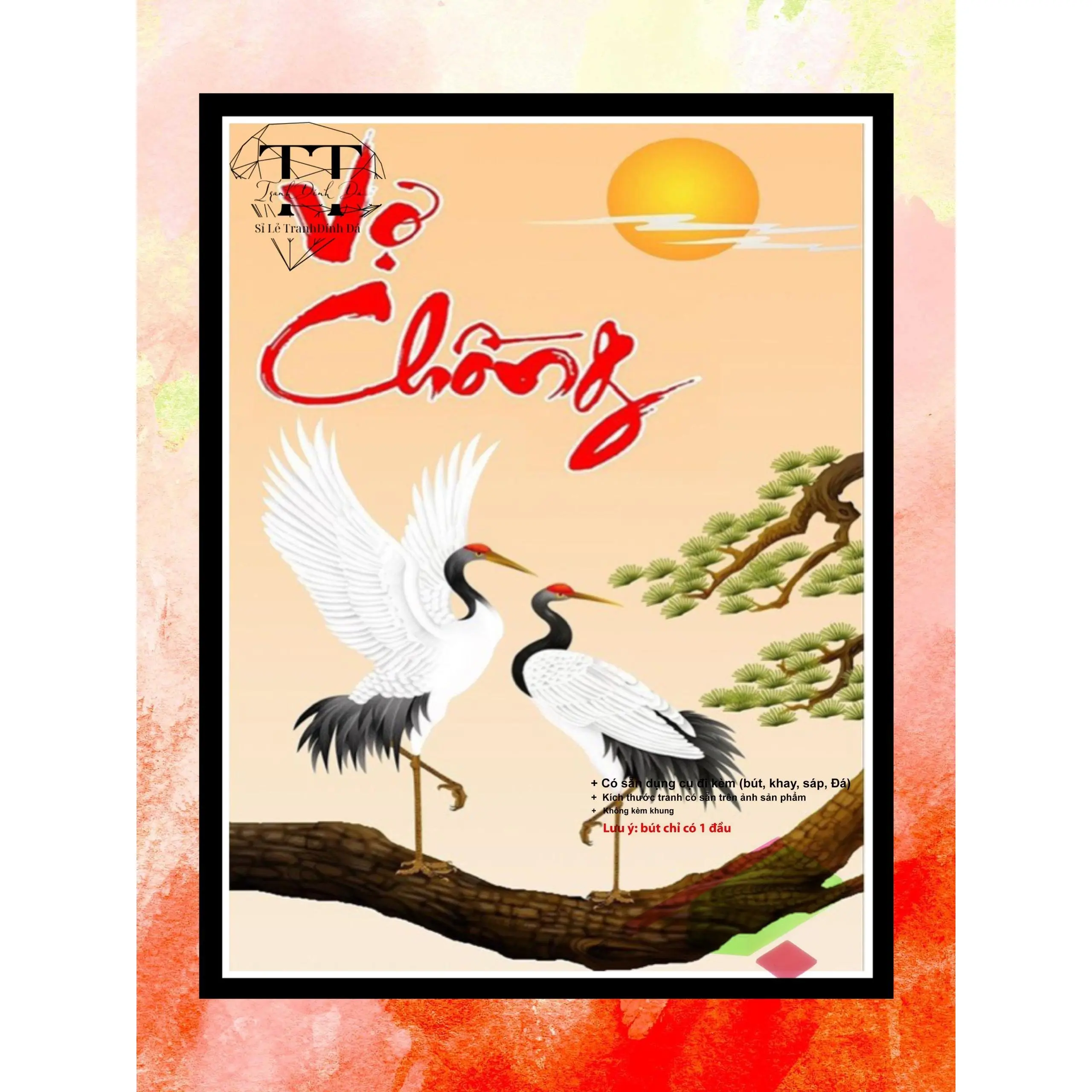 Tranh đính đá tự hoàn thành 30x40cm hình chữ VvợChồnggg H100 Làm Đồ Handmade