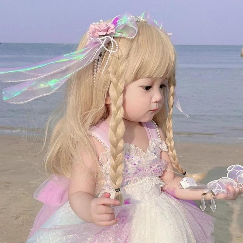 Keli Same Style Children's Wig Baby Girl Beige Gold Long Straight ...