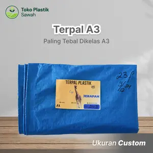 Terpal Plastik A3 Lokal Meteran Custom Biru Silver Kuat Tahan Lama - Ukuran Custom