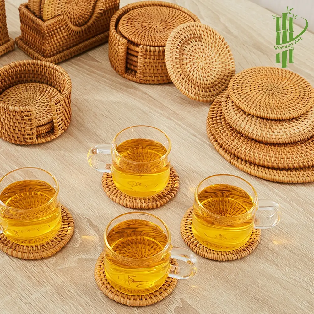 Lót ly lót nồi bằng mây tre đan hàng thủ công đường kính 10cm( nhiều mẫu)