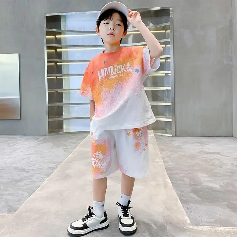 Pure cotton sports and leisure clothing for children Boys' Set 2 T-shirtsShorts