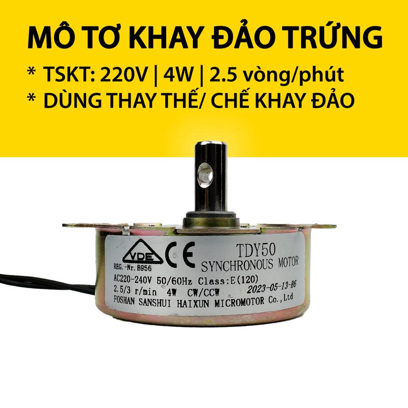 Mô tơ quay chậm tốc độ 2,5 vòng/ phút, 220V, 4W - Phụ tùng thay thế cho khay đảo trứng Ánh Dương K180 - DABANO