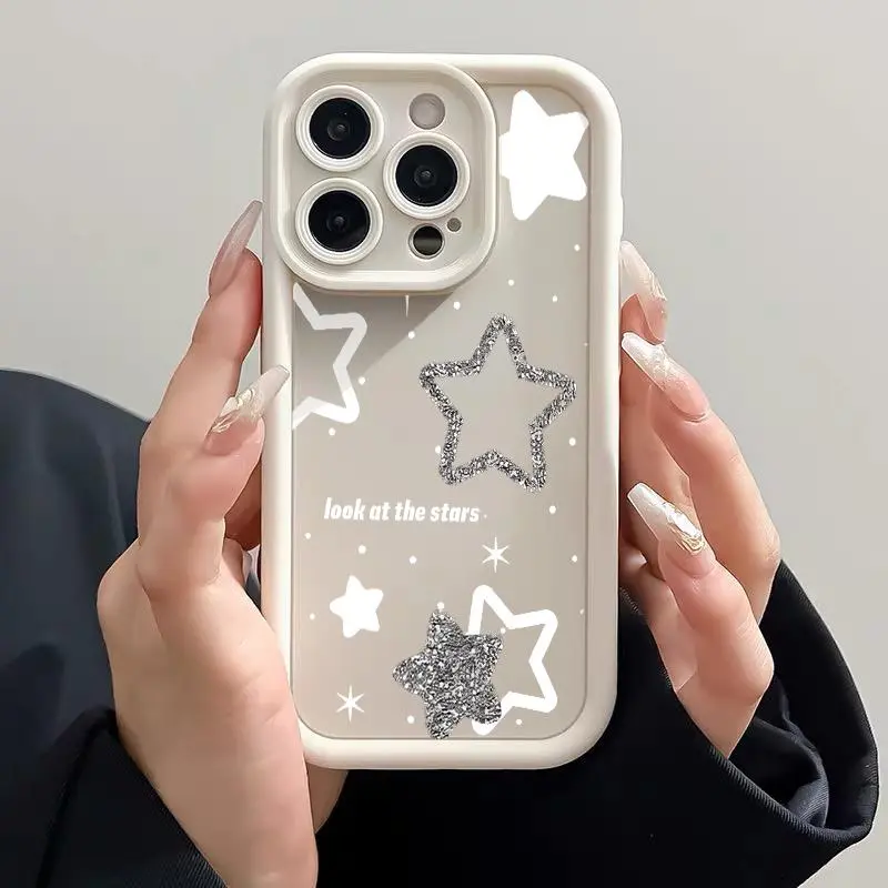 Casing untuk VIVO Y17 X50 Lite Y01 Y02 Y02A Y02t Y03 Y10 Y10 T1 Y11s Y12 Y12a Y12s Y15 Y15s Y15a Y15c Y16 Y17s Y18 Y18e Y19 Y1s TPU Pro Kamera Keren Silver Star Casing Soft Cover Ponsel Silikon 5