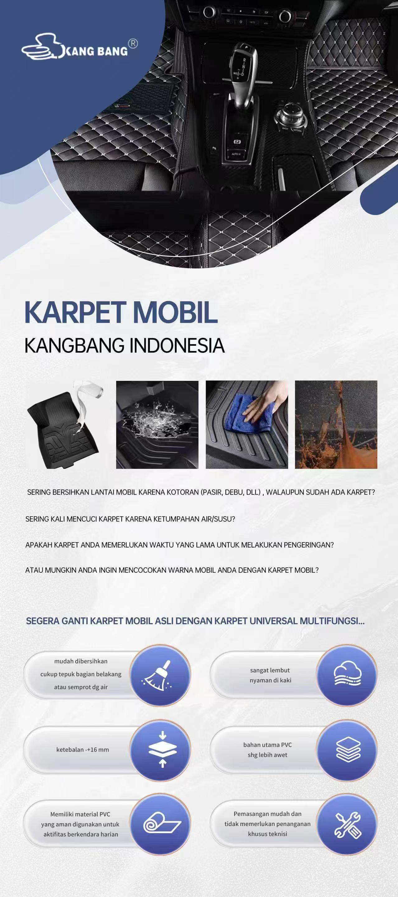Sankeshu Karpet Mobil Kulit 5pcs Universal Waterproof Premium Car Tahan Panas Anti Debu & Mudah Dibersihkan Fullset Depan Tengah Belakang 2 Baris