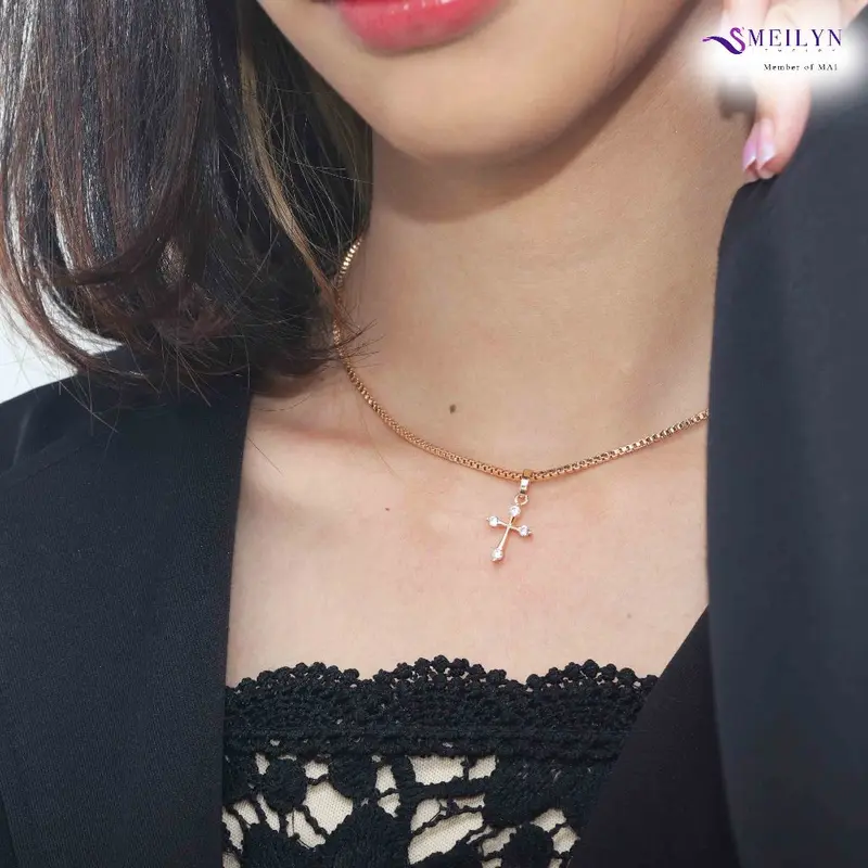 MEILYN Liontin Salib Model Bulat Aksesoris Wanita Lapis Emas All Series 5