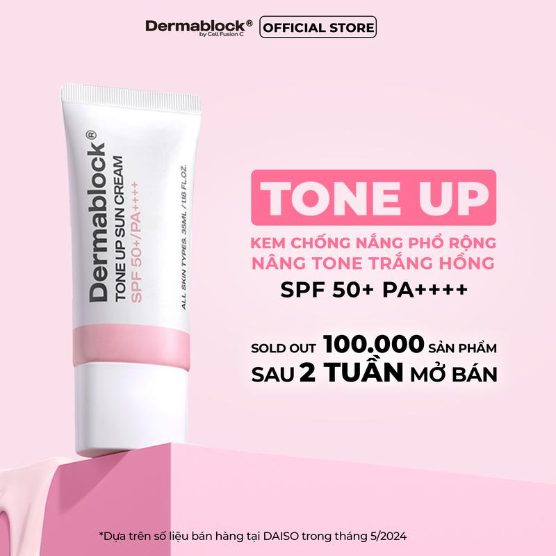 [KOL-KOC] [CHÍNH HÃNG] Kem Chống Nắng Dermablock SPF50+ PA++++ Hàn Quốc Giúp Chống Nắng Và Nâng Tone Cho Mọi Loại Da 35ml 2