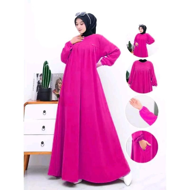 Gamis Aufa Airflow dress Aufa Busui Jumbo Termurah gamis polos LD125cm Lebaran 4