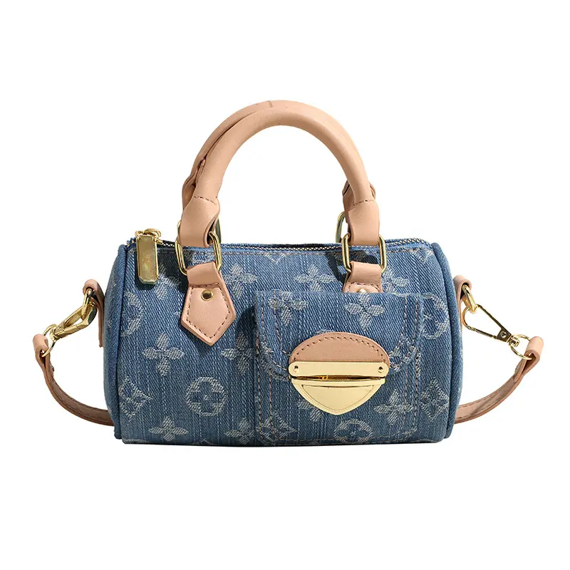 INS Super Popular Niche Denim Bag Women's New Popular Western Style All-Matching Messenger Bag Fashion Portable round Bag