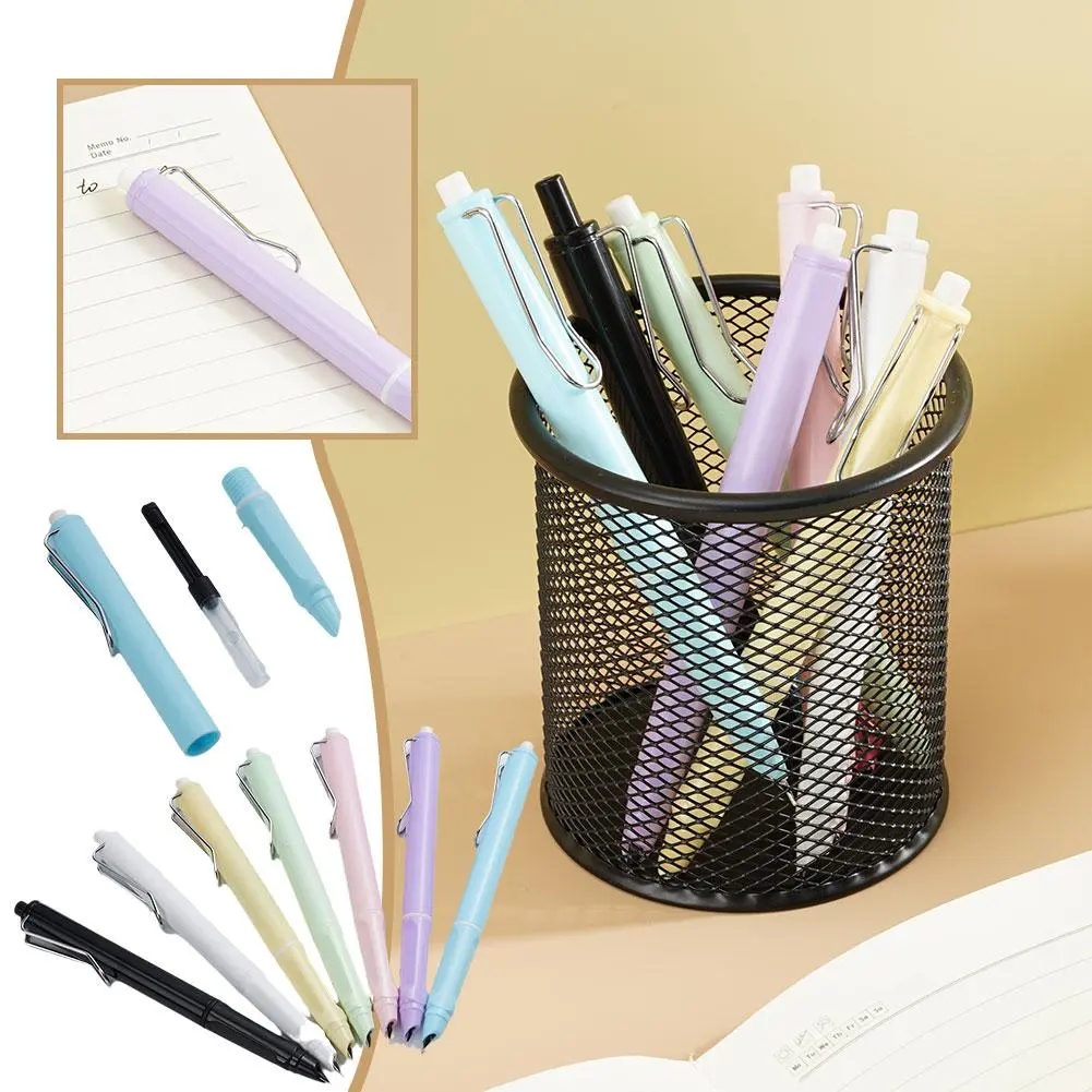 Retractable Fountain Pen Automatic Fountain Pen Exchangeable Ink Capsules Pen School Supplies Stationery Office Writing