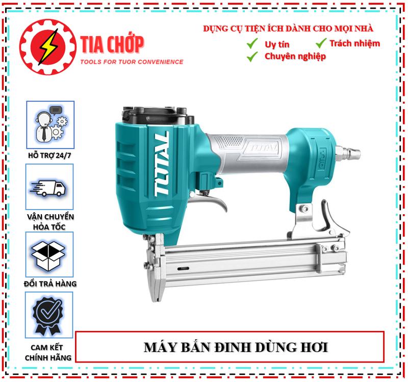  Máy bắn đinh Thẳng dùng hơi Total TAT83301-3 Khả năng tải 100 pcs kích thước đinh 10-30mm Ga 18 1.25x1.00mm đầu nối loại Nitto 