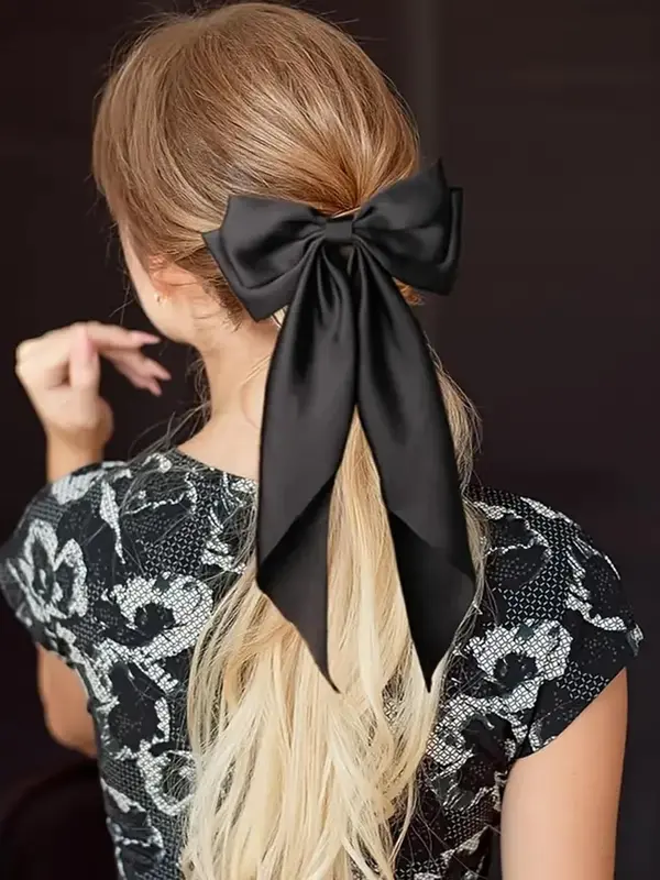 Elegant Tiered Layered Bowknot Decorated French Hair Clips, Gifts for Her, Bow Trend Hairstyles, Large Size French Claw Clip, Hair Accessories for Party & Back To School, Gift for Girlfriend, Barrettes, Ponytail Hair Clip 2
