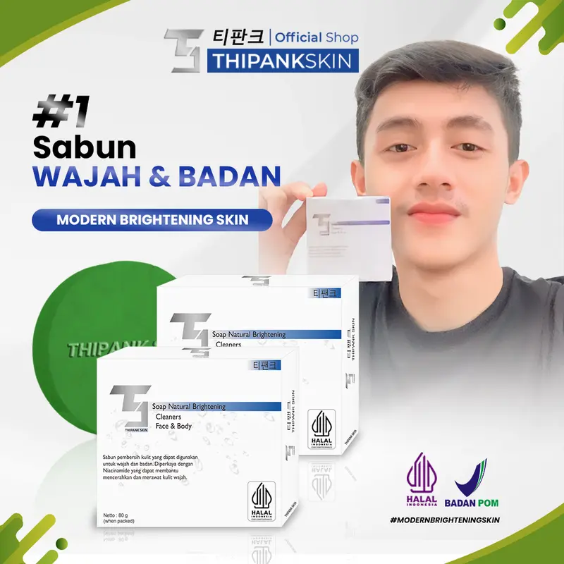 [ Paket 1 pcs ] Thipank Skin Face And Body Soap sabun pemutih/pemutih kulit pria/sabun pemutih seluruh tubuh/sabun pemutih wajah pria/ Membersihkan Memutihkan Mencerahkan Melembutkan Hitam Kering skincare cowok organik pelembab facial Pembersi 5