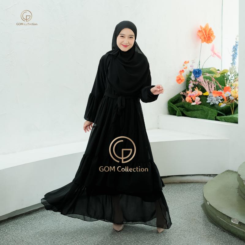 Zalwa Set Syari Gamis Set Hijab Pashmina Terbaru Dress Mewah 4