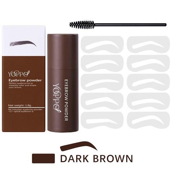 Yoppo Eyebrow Powder Bedak Alis Cetakan Alis Instan Eyebrow Stamp Alis Stempel Alis Waterproof dengan 10 Model Cetakan Alis Eyebrow Powder 7