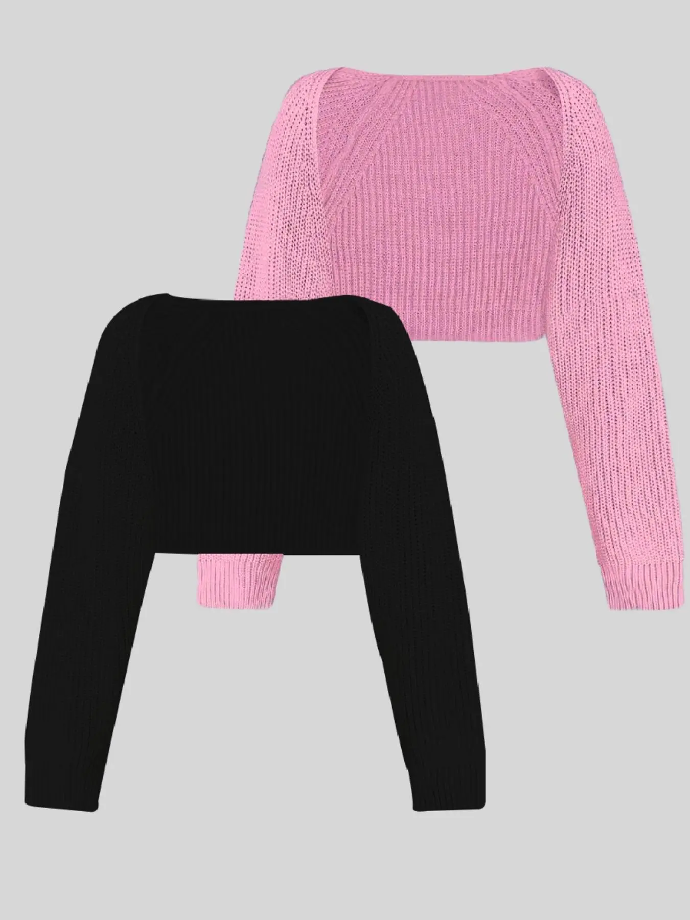 Women's Solid Color Raglan Sleeve Crop Cardigan, Casual Long Sleeve Open Front Knitwear for Spring & Fall, Fashion Women's Knit Clothing for Daily Wear, Womenswear