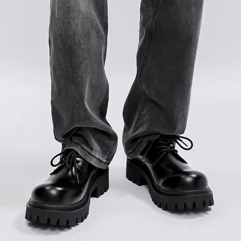 Giày Chunky Derby nam HOMME, Giày da 9517-R mũi tròn đế đúc cao 5cm 8