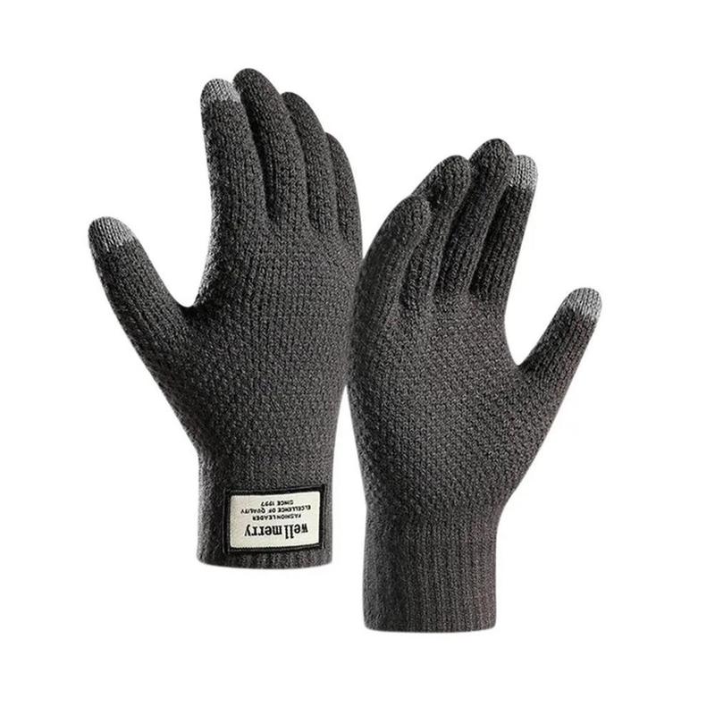 Winter Men Knitted Gloves Touch Screen High Quality Male Mitten Thicken Warm Wool Cashmere Solid Color Men Business Gloves 2