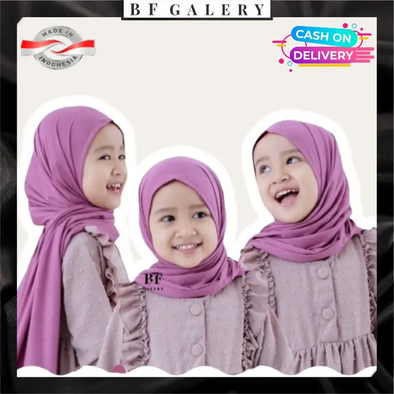 BFJ031 Pashmina Anak Instan Jersey /Kerudung Pasmina Jersey Anak / Jilbab Pashmina Anak JAKARTA BISA COD Polos