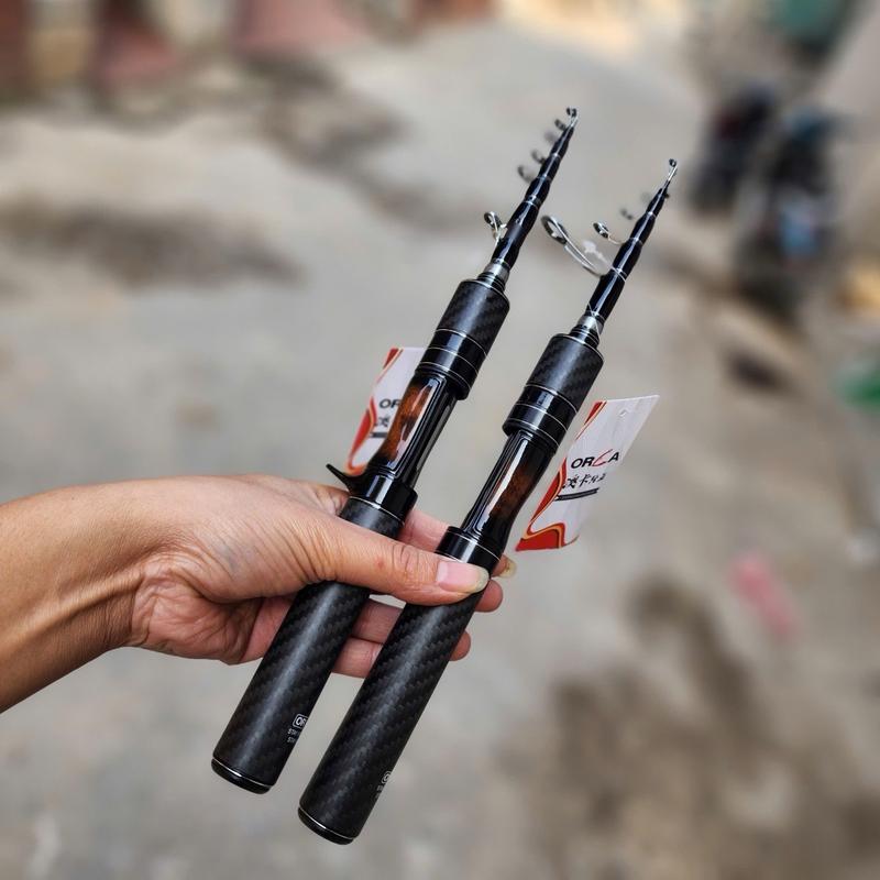 Cần câu cá lure Rút Cao Cấp Mini Orca thế hệ 2 - Độ Cứng ML thu gọn 27-30cm lure cá nhỏ cảm giác thích hợp để cốp để vali mang du lịch Bắt Cá Fishing Đi Câu Mồi