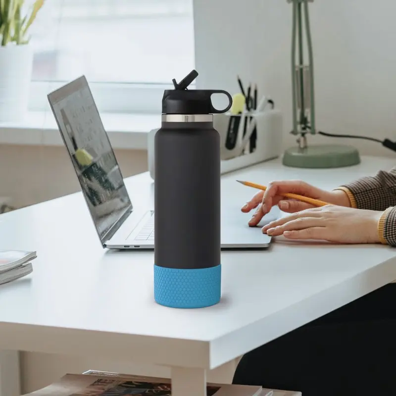 Tay Áo Đáy Chai Silicon, Phụ Kiện Cốc Chống Trượt, Tấm Lót Chai Nước, Vỏ Bảo Vệ Cách Nhiệt Hình Lục Giác, Thích Hợp Cho Aquaflash / HydroFlask, 12-40 oz, Mới 7