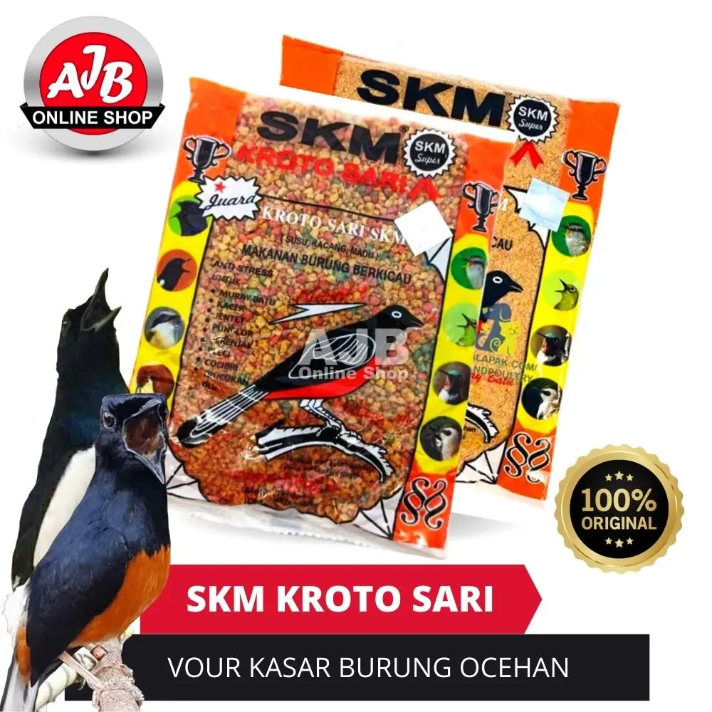 PAKAN BURUNG SKM KROTO SARI VOER PUR KASAR HALUS MAKANAN BURUNG MURAI KACER JENTET DECU CUCAK TRUCUKAN SKM