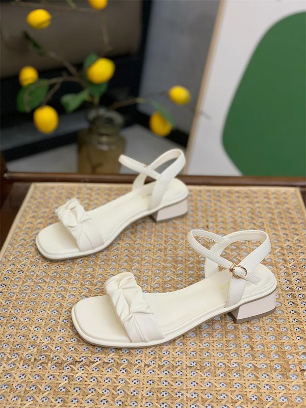 Sandal cao gót đế vuông 3P. guốc cao gót bèo nhún thế hệ mới chuẩn size mã TD573P Nữ Shoes