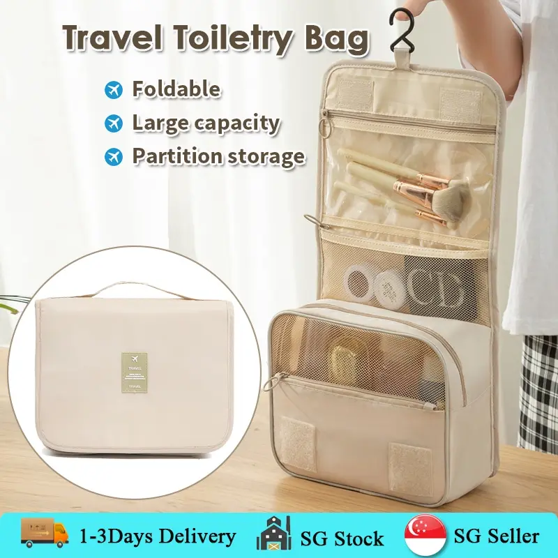 【SG stock】Travel toiletry hanger bag high quality water proof pouch makeup organizer upgrade size