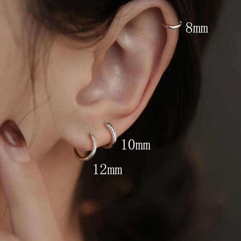 Khuyên Tai Tròn Bằng Thép Không Gỉ, 2 Chiếc, Dành Cho Nam Và Nữ, Thiết Kế Tối Giản, Khuyên Tai Tròn Nhỏ C7J5 2