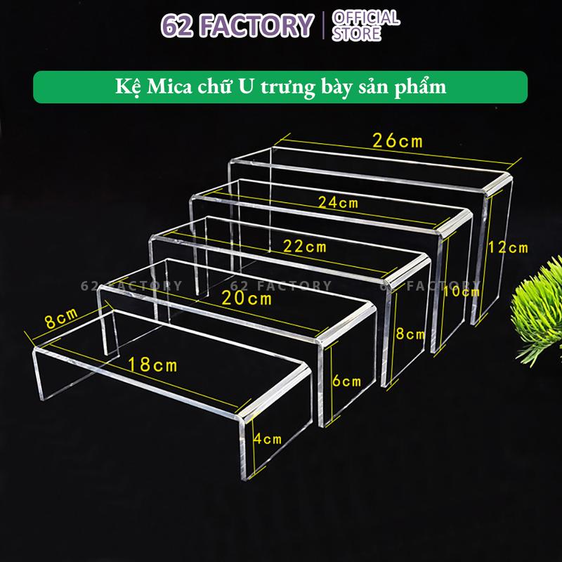  Kệ Mica chữ U trưng bày sản phẩm mô hình đồ chơi kệ để giày ví dép túi xách mỹ phẩm sách trang sức 
